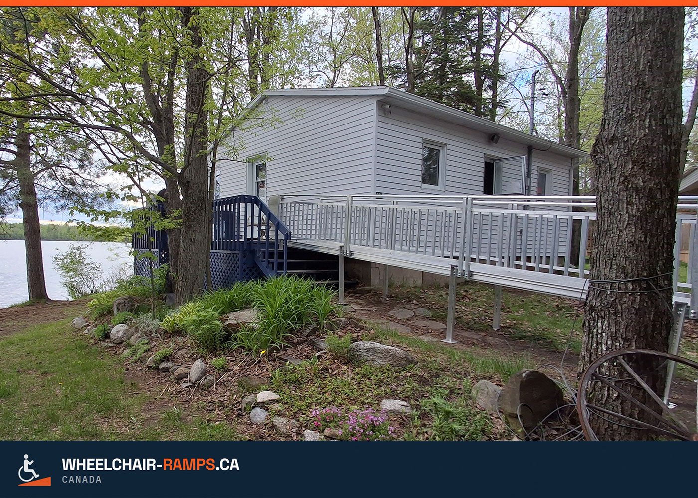 Aluminum wheelchair ramp installed at a Canadian home entrance