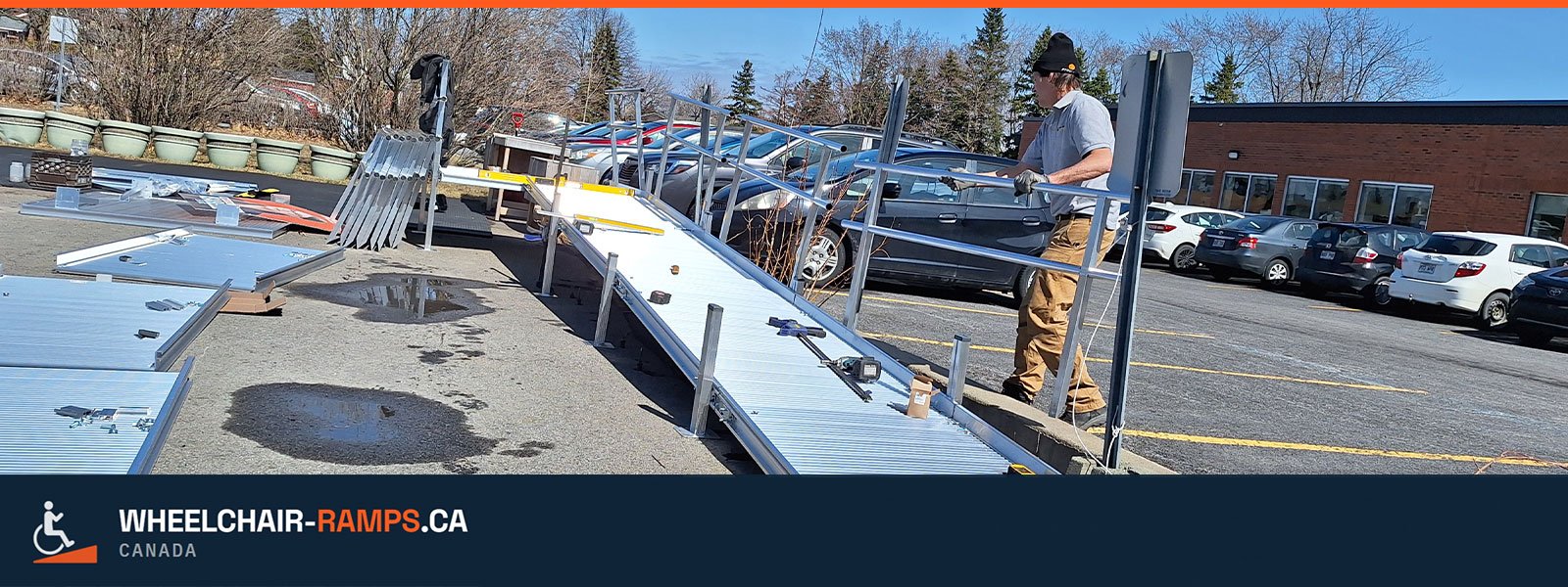 Crew installing a wheelchair ramp in Canada