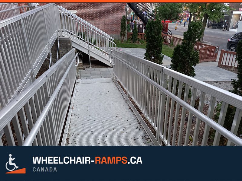 Commercial wheelchair ramp at a business entrance